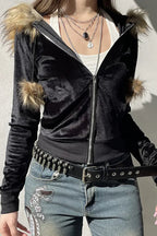 Gothic Velvet Streetwear Hoodie