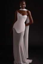 Simple Chic Long Streamer Strapless Bodycon Prom Dress