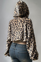 Fleece Leopard Print Short Sexy Hoodie