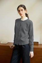Elegant Crewneck Draped Knit Top