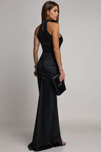 Velvet Sequin Slit Midi Bodycon Dress