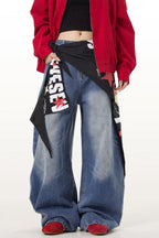 Vintage Lightweight Cargo High Waist Flare Jeans
