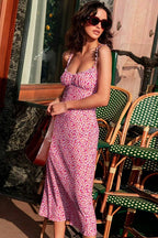 Vacation Floral Spaghetti Strap Midi Dress