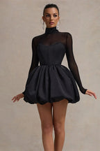 Mesh Bubble Hem Slim Elegant Socialite Mini Dress