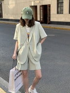 Green Collarless Blazer