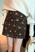 Embroidered Sequin High Waist ALine Skirt