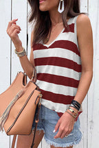 V Neck Striped Tank Top