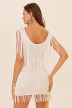 Plus Size Sleeveless Tassel Mini Dress