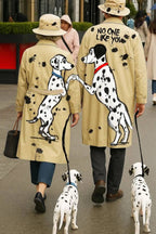 Collared Dog Print Couple Jacket