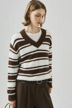Oversized Striped V-Neck Sweater