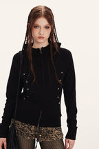 Fitted Cropped Double Zip Hoodie