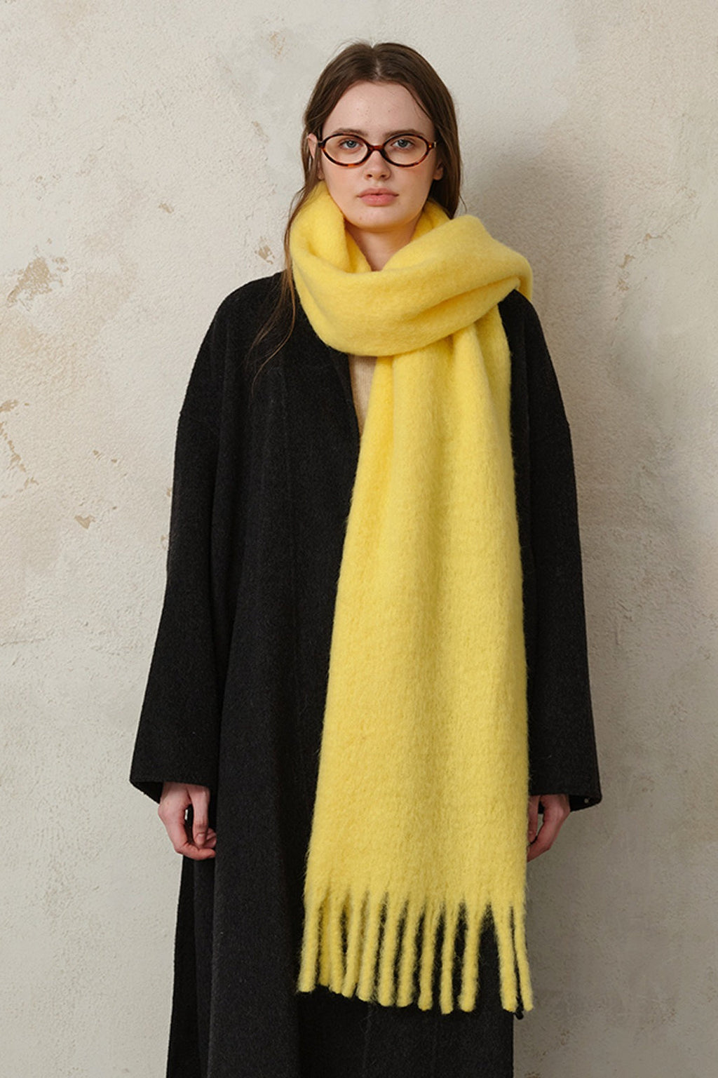 Wool Blend Fringed Scarf