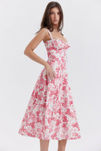 Strap Slit Floral Maxi Floral Dress