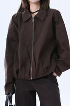 Brown Faux Leather Relaxed Jacket