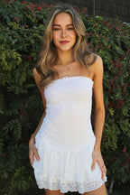 Textured Knit Strapless Mini Birthday Dress