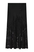 Solid Color Silk Satin and Lace Spliced elegant Maxi Skirt