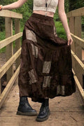 Print Velvet A-Line Skirt