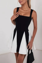 Colorblock Ruched ALine Work Dress
