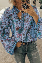 Peacock Loose Shirt Button Long Sleeve Shirt