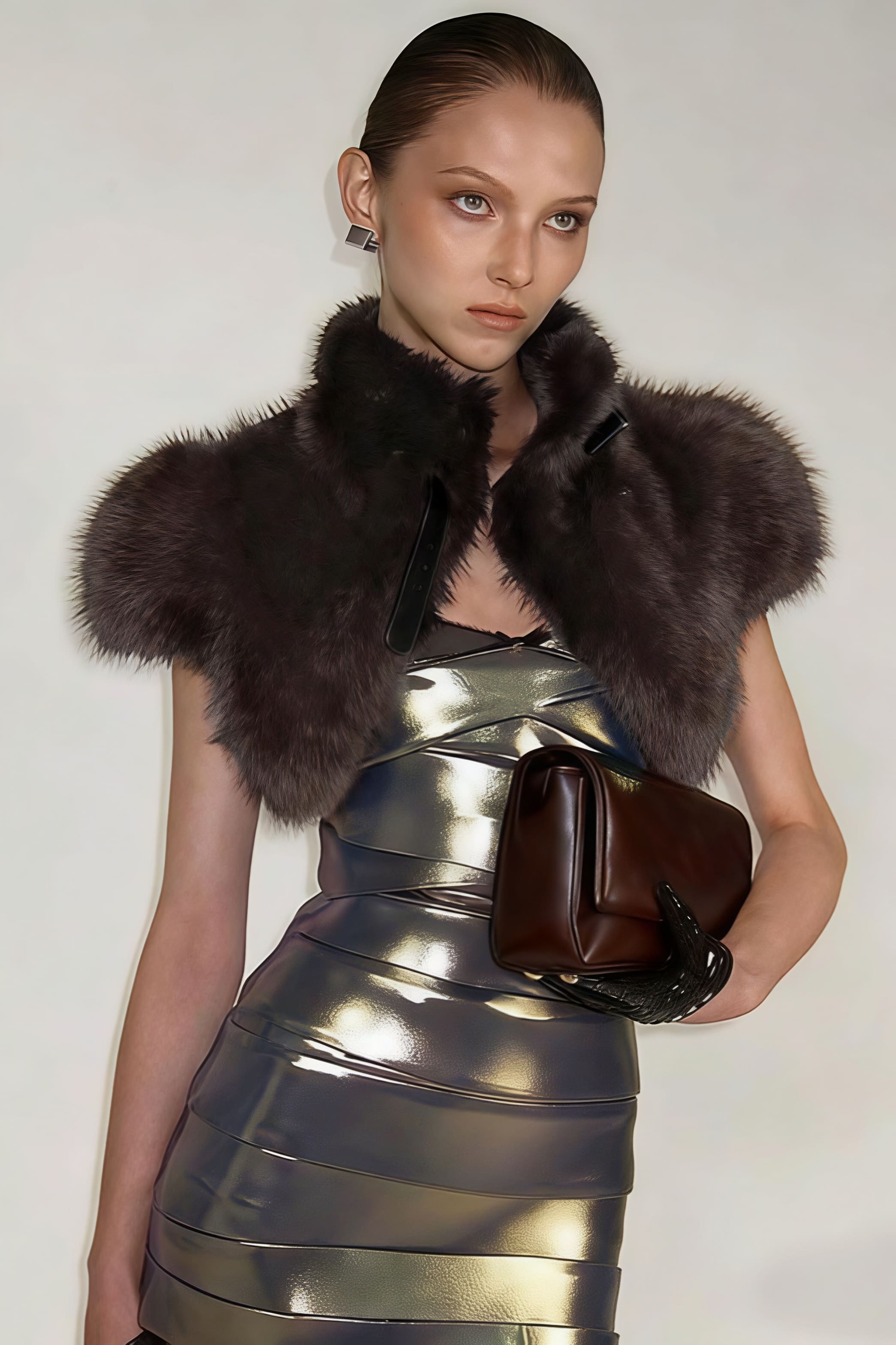 Solid Sexy Fuzzy Cropped Tie-front Vest