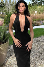 Backless Ruched Midi Dress