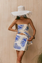 Bandeau Printed Loose Sleeveless Skirt Set