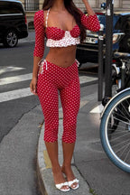 Vintage Polka Dot Halter Tube Two Piece Set