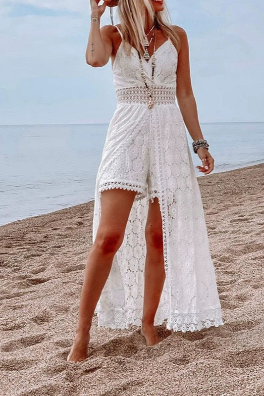 Hollow Out Spaghetti Strap Casual Maxi Dress