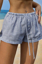 Chic Stripe Elastic Tie Casual Shorts