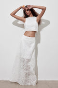 Cutout Allover Embroidered Maxi Skirt