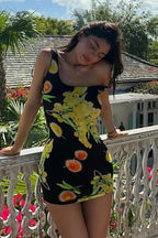 Floral Cami Ruched Bodycon Mini Dress