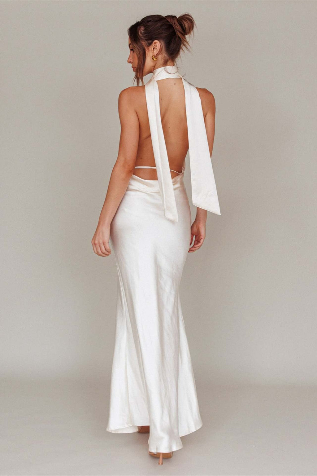 Deep V Halter Backless Prom Dress
