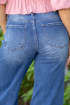 Stylish Loose-fitting Pocket Patchwork Casual Straight Leg Jeans