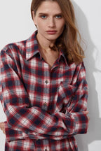 Cotton Plaid Oversized Shirt Blouse