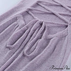 Beachwear Holiday Winter Knitted Sweater Spaghetti Strap Strapless Backless Lace Up Female Beach Bodycon Dress