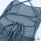 Beachwear Knit Sexy Spaghetti Strap Strapless Backless Lace Up Female Slip Holiday Club Bodycon Dress