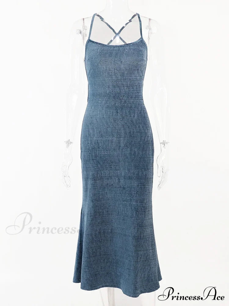 Beachwear Knit Sexy Spaghetti Strap Strapless Backless Lace Up Female Slip Holiday Club Bodycon Dress