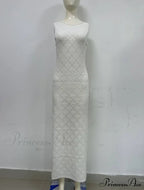 Beachwear Out Knitted Sleeveless Slit Tank Maxi Dress