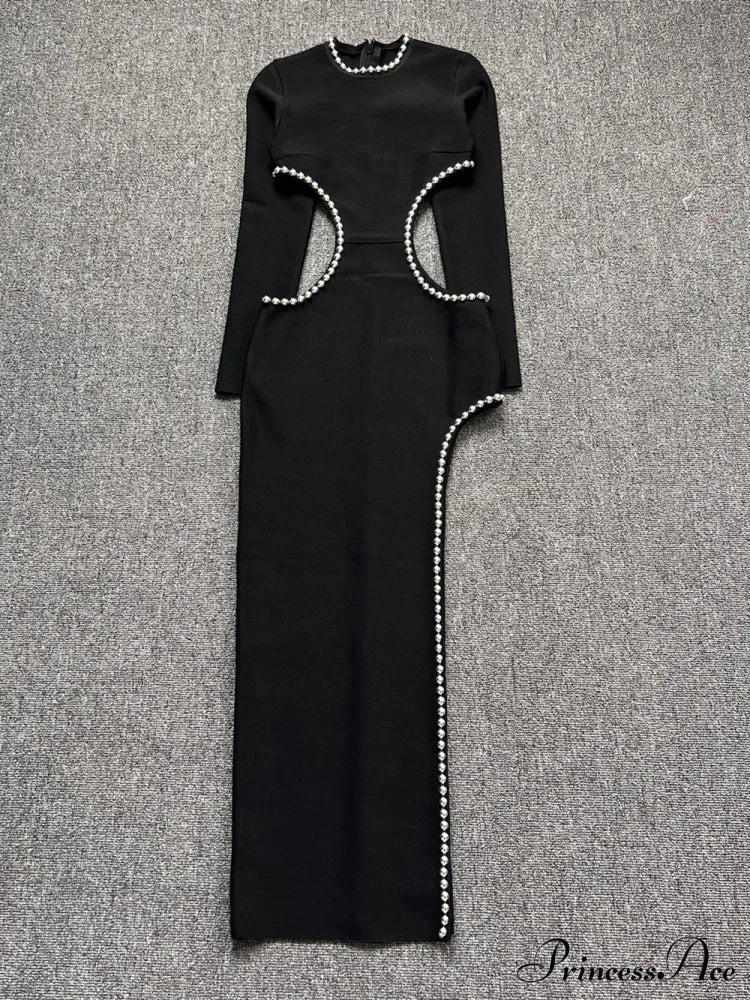 Beading Maxi Long Bodycon Bandage Dress