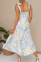 Yamel Minimalist Printed Midi Dress with Straps Premium Wardrobe Essential