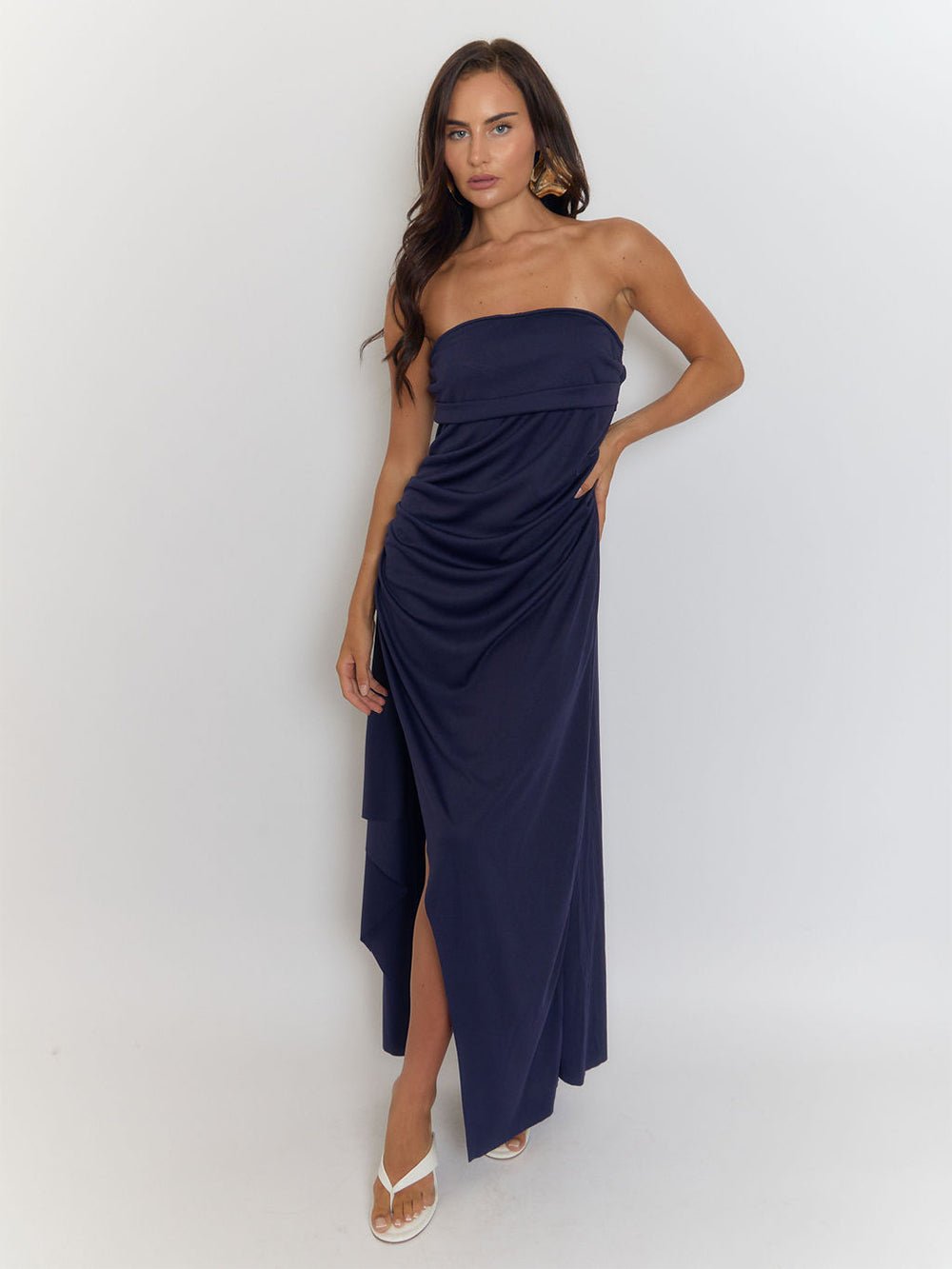 Harper Bandeau Slit Maxi Dress