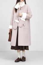 Retro Patchwork Horn Button Overcoat