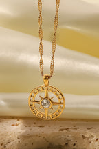 Vintage Stainless Steel Zircon Love Pendant