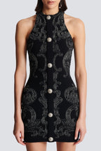 Brigitte Timeless Mini Knit Dress with Paisley Print Elevated Occasion Wear