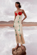 Sandra Timeless Detailed Maxi Dress with High Slit Elevated Occasion Wear