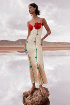 Sandra Timeless Detailed Maxi Dress with High Slit Elevated Occasion Wear