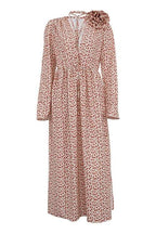 Sofía Timeless Flower V Neck Midi Dress Elevated Occasion Wear