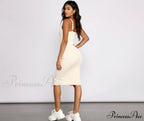 Better In Basics Charming Ribbed Knit Sweater Dress