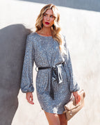 Better Than A Gift Sequin Tie Dress Metallic Silver FINAL