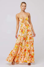 Verónica Premium Printed Maxi Strap Dress with Cut Outs Wardrobe Essential